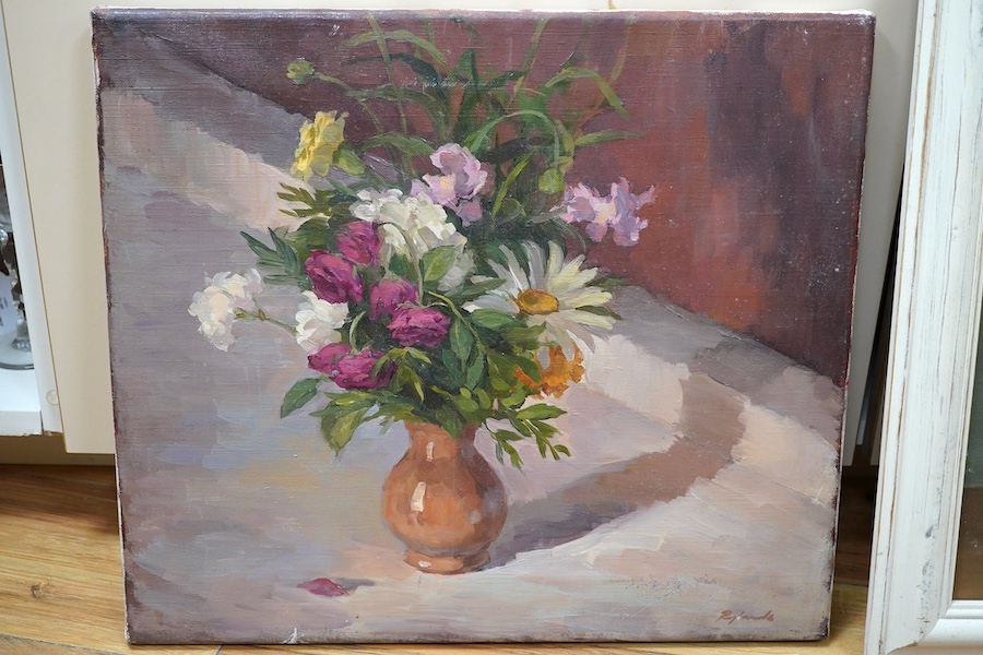 Charles Howson Bennett (1862-1940), oil on canvas, Still life of flowers, ‘Nature Study’, signed and dated 1910, details verso, together with a similar oil, one framed. Condition - poor to fair